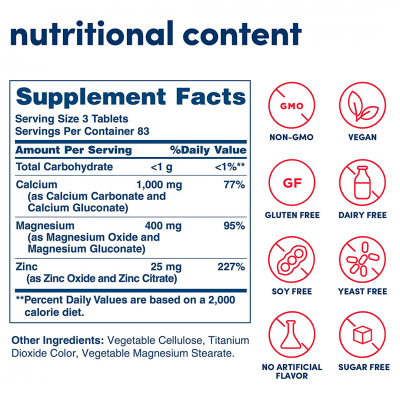American Health Chelated Calcium and Magnesium with Zinc 250 tab American Health Chelated Calcium and Magnesium with Zinc 250 tab