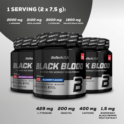 BioTechUSA Black Blood CAF+ 300 g Blue grape BioTechUSA Black Blood CAF+ 300 g Blue grape