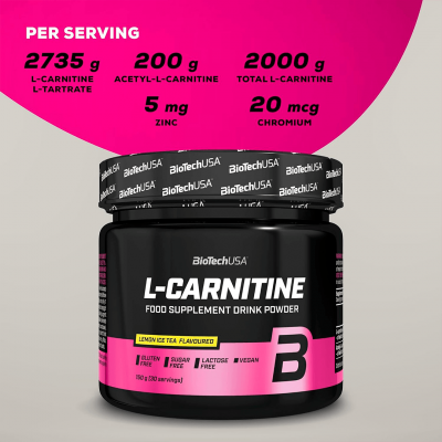 BioTechUSA L-Carnitine Drink Powder 150 g Lemon ice tea BioTechUSA L-Carnitine Drink Powder 150 g Lemon ice tea
