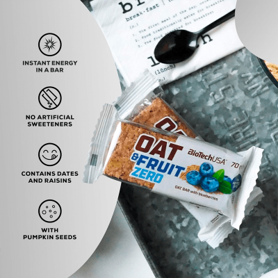 BioTechUSA Oat and Fruit Zero Bar 70 g Blueberry BioTechUSA Oat and Fruit Zero Bar 70 g Blueberry