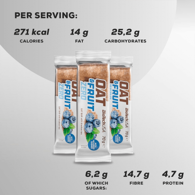 BioTechUSA Oat and Fruit Zero Bar 70 g Blueberry BioTechUSA Oat and Fruit Zero Bar 70 g Blueberry