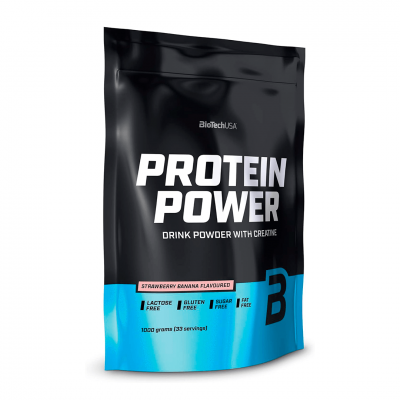 BioTechUSA Protein Power 1000 g Strawberry banana BioTechUSA Protein Power 1000 g Strawberry banana