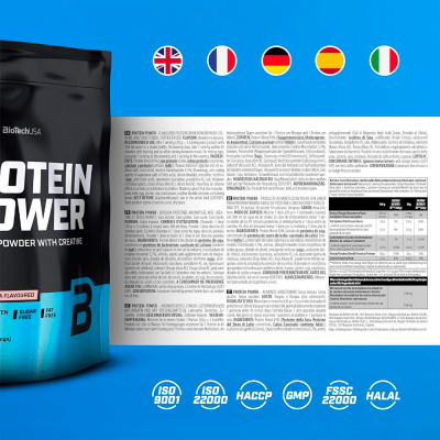 BioTechUSA Protein Power 1000 g Strawberry banana BioTechUSA Protein Power 1000 g Strawberry banana
