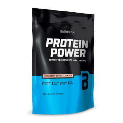 BioTechUSA Protein Power 500 g Strawberry banana BioTechUSA Protein Power 500 g Strawberry banana