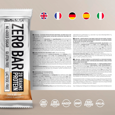 BioTechUSA ZERO Bar 50 g Chocolate chip cookies BioTechUSA ZERO Bar 50 g Chocolate chip cookies