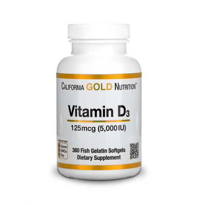 California Gold Nutrition Vitamin D3 125 mcg (5000 IU) 360 fish gels California Gold Nutrition Vitamin D3 125 mcg (5000 IU) 360 fish gels