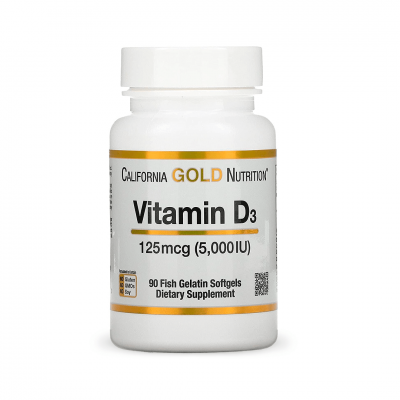 California Gold Nutrition Vitamin D3 125 mcg (5000 IU) 90 fish gels California Gold Nutrition Vitamin D3 125 mcg (5000 IU) 90 fish gels