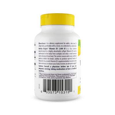 Healthy Origins Vitamin D3 1000 IU 180 softgels Healthy Origins Vitamin D3 1000 IU 180 softgels