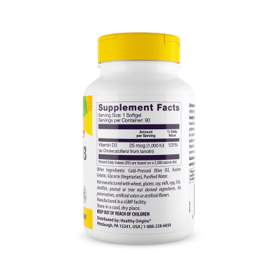 Healthy Origins Vitamin D3 1000 IU 90 softgels Healthy Origins Vitamin D3 1000 IU 90 softgels