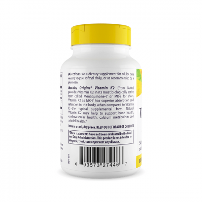 Healthy Origins Vitamin K2 as MK-7 100 mcg 180 softgels Healthy Origins Vitamin K2 as MK-7 100 mcg 180 softgels