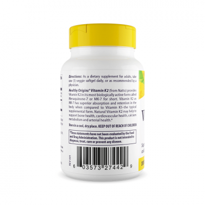 Healthy Origins Vitamin K2 as MK-7 100 mcg 60 softgels Healthy Origins Vitamin K2 as MK-7 100 mcg 60 softgels