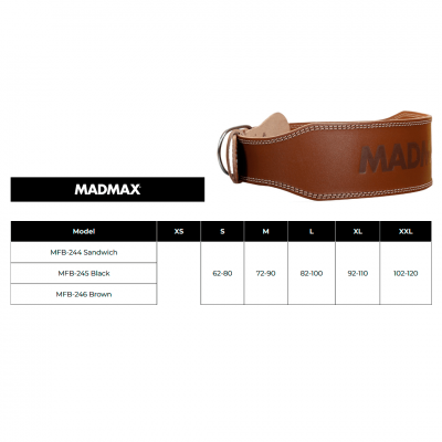 MadMax Пояс для тяжелой атлетики MFB-246 Full leather кожа коричневый L MadMax Пояс для тяжелой атлетики MFB-246 Full leather кожа коричневый L