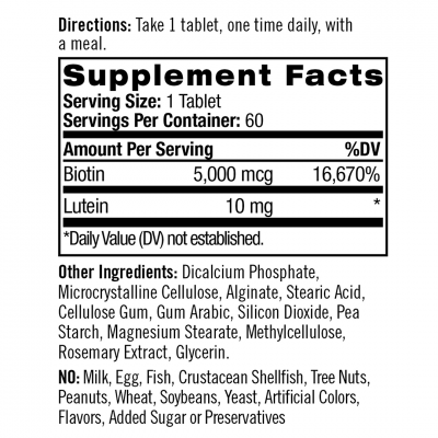 Natrol Biotin Plus Lutein 5000 mcg 60 tab Natrol Biotin Plus Lutein 5000 mcg 60 tab
