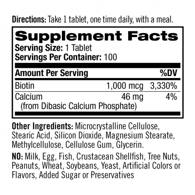 Natrol Biotin 1000 mcg 100 tab Natrol Biotin 1000 mcg 100 tab