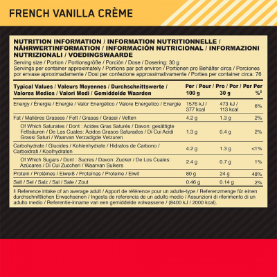 Optimum Nutrition Gold Standart 100% Whey 2.28 kg French Vanilla Crème Optimum Nutrition Gold Standart 100% Whey 2.28 kg French Vanilla Crème