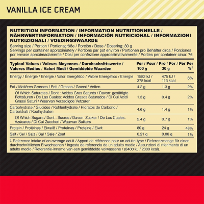 Optimum Nutrition Gold Standart 100% Whey 2.28 kg Vanilla Ice Cream Optimum Nutrition Gold Standart 100% Whey 2.28 kg Vanilla Ice Cream