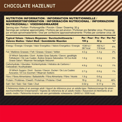 Optimum Nutrition Gold Standart 100% Whey 899 g Chocolate Hazelnut Optimum Nutrition Gold Standart 100% Whey 899 g Chocolate Hazelnut