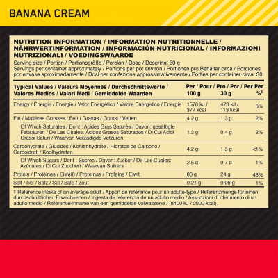 Optimum Nutrition Gold Standart 100% Whey 900 g Banana Cream Optimum Nutrition Gold Standart 100% Whey 900 g Banana Cream