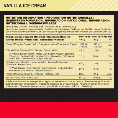 Optimum Nutrition Gold Standart 100% Whey 900 g Vanilla Ice Cream Optimum Nutrition Gold Standart 100% Whey 900 g Vanilla Ice Cream