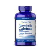 Puritan's Pride Absorbable Calcium 1200 mg Plus Vitamin D3 25 mcg 100 sgels