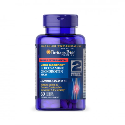 Puritan's Pride Glucosamine, Chondroitin & MSM - 2 Per Day Formula 60 cap Puritan's Pride Glucosamine, Chondroitin & MSM - 2 Per Day Formula 60 cap