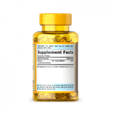 Puritan's Pride Vitamin D3 125 mcg (5000 IU) 200 sgels Puritan's Pride Vitamin D3 125 mcg (5000 IU) 200 sgels