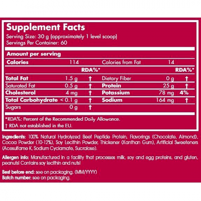 Scitec Nutrition 100% Hydrolyzed Beef Isolate Peptides 1.8 kg Almond Chocolate Scitec Nutrition 100% Hydrolyzed Beef Isolate Peptides 1.8 kg Almond Chocolate