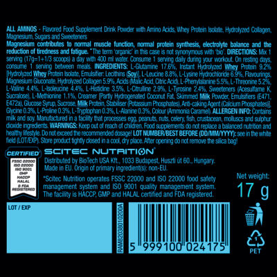 Scitec Nutrition All Aminos 17 g Green Tea Raspberry Scitec Nutrition All Aminos 17 g Green Tea Raspberry