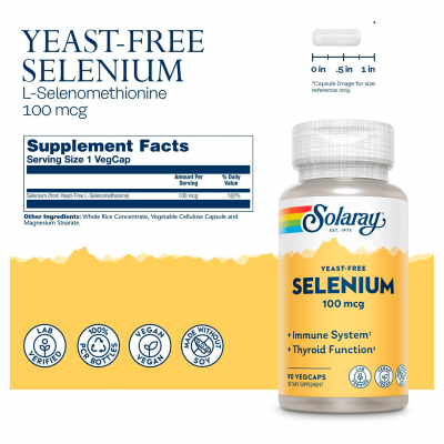Solaray Selenium 100 mcg Yeast-Free 90 caps Solaray Selenium 100 mcg Yeast-Free 90 caps